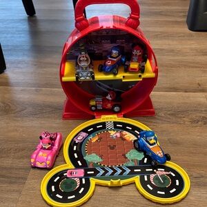 Disney Red and Yellow Mickey Carry Case Playset with Mini Character Cars
